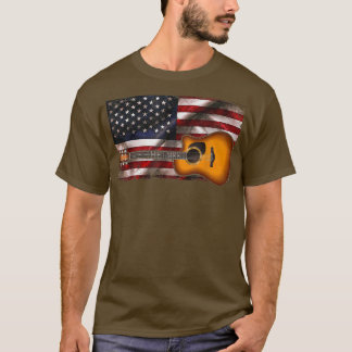Gitarre 4. Juli Geschenke Amerikanische Flagge USA T-Shirt