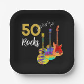 Gitarre 50. Geburtstagsfeier 50 Steine Pappteller (Vorderseite)
