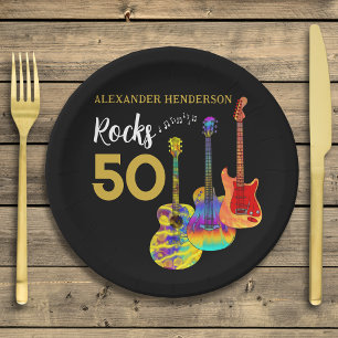Gitarre 50. Geburtstagsparty 50 Rocks Pappteller
