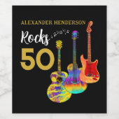 Gitarre 50. Geburtstagsparty Personalisiert Weinetikett (Einzelnes Label)