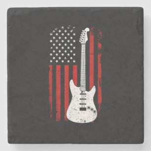 Gitarre Amerikanisch US-Flagge Musik-Player E-Gita Steinuntersetzer