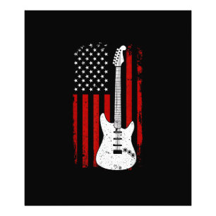 Gitarre Amerikanische US-Flagge Musik-Player E-Git Fotodruck