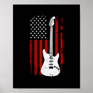 Gitarre Amerikanische US-Flagge Musik-Player Elekt Poster