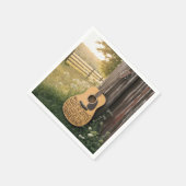 Gitarre an einer Scheune lehnend mit Zitat Serviette (Ecke)