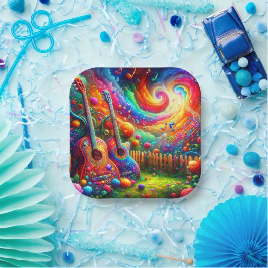 Gitarre Art Pappteller (Party)