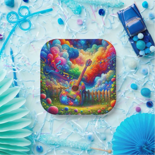 Gitarre Art Pappteller (Party)