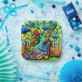 Gitarre Art Pappteller (Party)