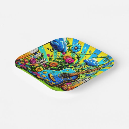 Gitarre Art Pappteller (Gewinkelt)