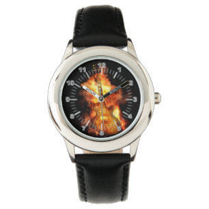 Gitarre auf Feuer Armbanduhr