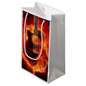 Gitarre auf Feuer Kleine Geschenktüte (Vorderseite Schrägansicht)