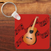 Gitarre auf hellrotem Hintergrund Schlüsselanhänger (Vorderseite)