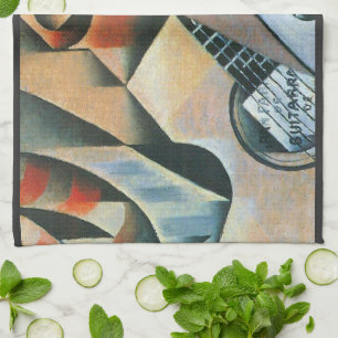 Gitarre (Banjo) und Brille, Juan Gris, Vintage Art Geschirrtuch