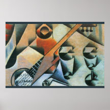 Gitarre (Banjo) und Brille, Juan Gris, Vintage Kun