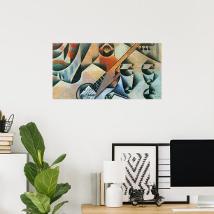 Gitarre (Banjo) und Brille, Juan Gris, Vintage Kun Poster