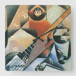 Gitarre (Banjo) und Brille, Juan Gris, Vintage Kun Quadratische Wanduhr
