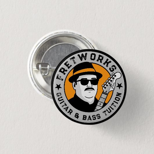 Gitarre & Bass Tuition - Fret Works Button (Vorne & Hinten)