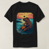 Gitarre beim Capybara Tropical Sunset 1 T-Shirt (Design vorne)