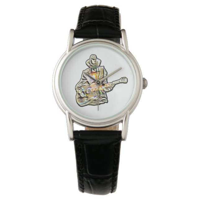 Gitarre Blues Mann - Feel it Armbanduhr (Vorderseite)