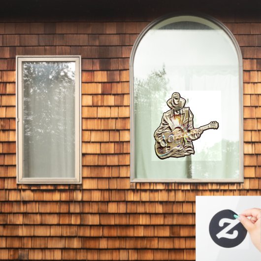 Gitarre Blues Mann - Feel it Fensteraufkleber (Fenster Zuhause)