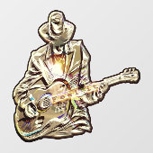 Gitarre Blues Mann - Feel it Fensteraufkleber (Blatt)