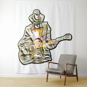 Gitarre Blues Mann - Feel it Wandteppich