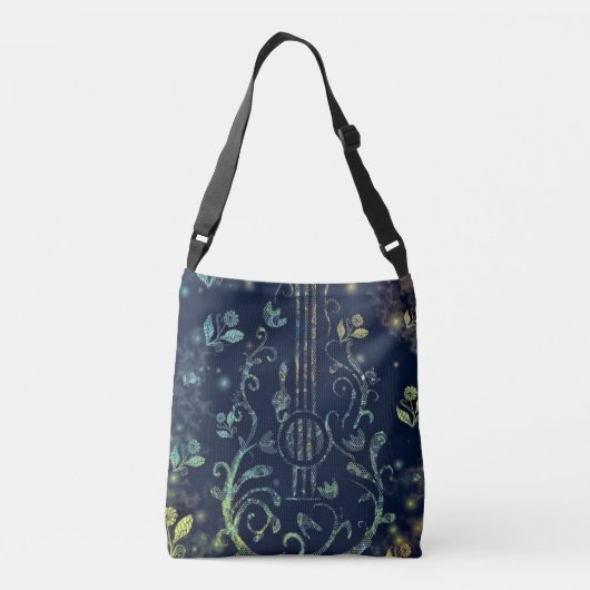 Gitarre Blume Crossbody Bag Tragetaschen Mit Langen Trägern (Rückseite)