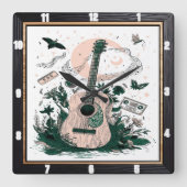 Gitarre Butterfys Vintage Kassetten Quadratische Wanduhr (Vorderseite)