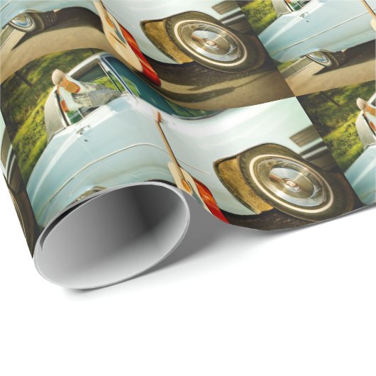 Gitarre Cadillac und Cowboy Boots drucken Geschenkpapier (Rolleneckpunkt)