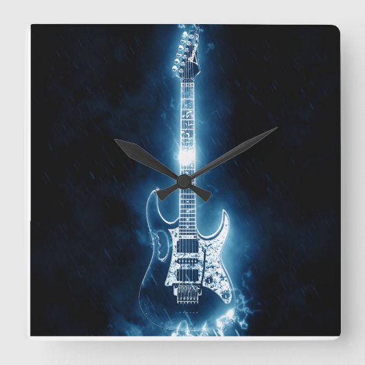 Gitarre Candy Tin Square Paper Untersetzer Schlüss Quadratische Wanduhr (Vorderseite)