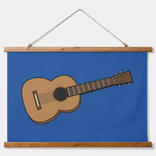 Gitarre-Cartoon Wandteppich Mit Holzrahmen