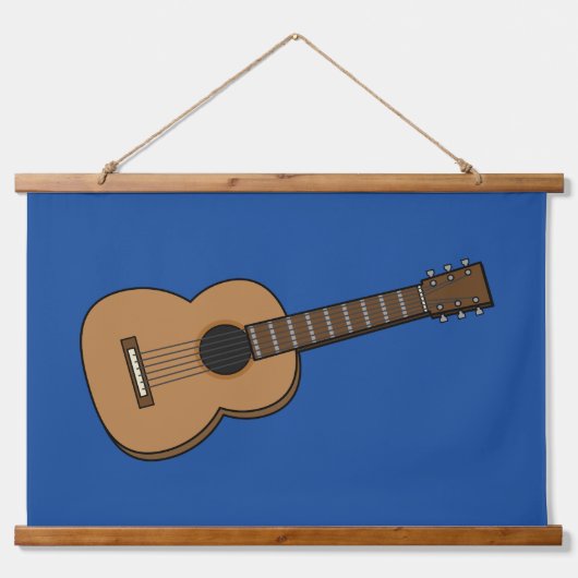 Gitarre-Cartoon Wandteppich Mit Holzrahmen (Vorne)
