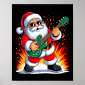 Gitarre Clic Santa Playing Drums Weihnachten Xm Poster (Vorne)
