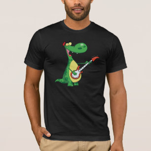 Gitarre, die den T - Shirt der Dinosaurier-Männer