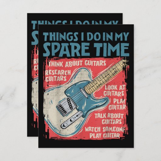 Gitarre Dinge, die ich in meiner Freizeit lustige Begleitkarte (Vorne/Hinten)