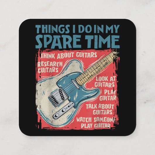 Gitarre Dinge, die ich in meiner Freizeit lustige Quadratische Visitenkarte (Rückseite)