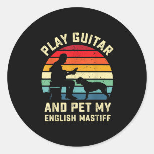 Gitarre English Ma Lover Guitarist Pet Dog Owner Runder Aufkleber