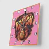 Gitarre entzündet Leidenschaft in feurigen Rock-Fe Quadratische Wanduhr (Winkel)