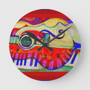 Gitarre extrahierte Kunst durch Sharles Runde Wanduhr