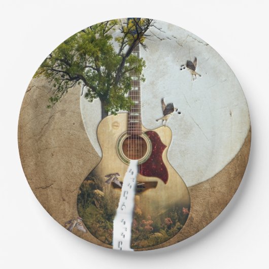 Gitarre Fantasy dekoriert Pappteller (Vorderseite)