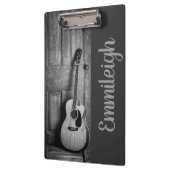 Gitarre Foto Schwarz-weiß rustikale Laubholztür Klemmbrett (Links)