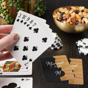 Gitarre halb schwarz   Name der handgeschriebenen  Spielkarten