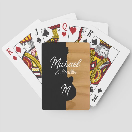 Gitarre halb schwarz | Name der handgeschriebenen Spielkarten (Rückseite)