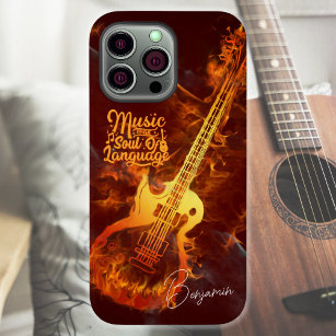 Gitarre im Feuer   Musik ist das Soul der Sprache Case-Mate iPhone 14 Pro Max Hülle