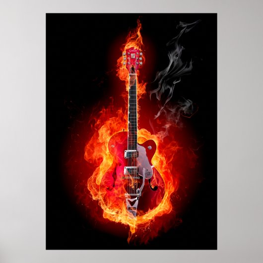 Gitarre in Flammen Poster (Vorne)