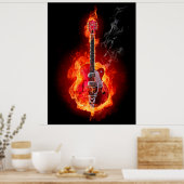 Gitarre in Flammen Poster (Küche)