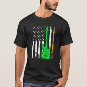 Gitarre Irisch-amerikanische Flagge St. Patrick's T-Shirt