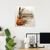 Gitarre Keyboard Music Abstrakt Poster (Heimbüro)