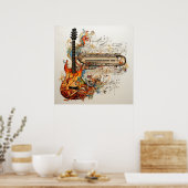 Gitarre Keyboard Music Abstrakt Poster (Küche)