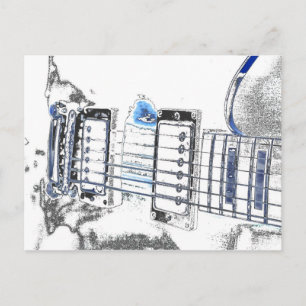 Gitarre Kontur Image Blue Black Bridge strings.jpg Postkarte