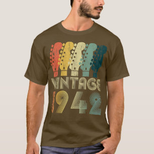 Gitarre Lover 80 Jahre Alte Geschenke Vintag 1942  T-Shirt